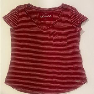 Abercrombie & Finch Essentials Women's Red and White Striped Tee W/Pocket (2016)